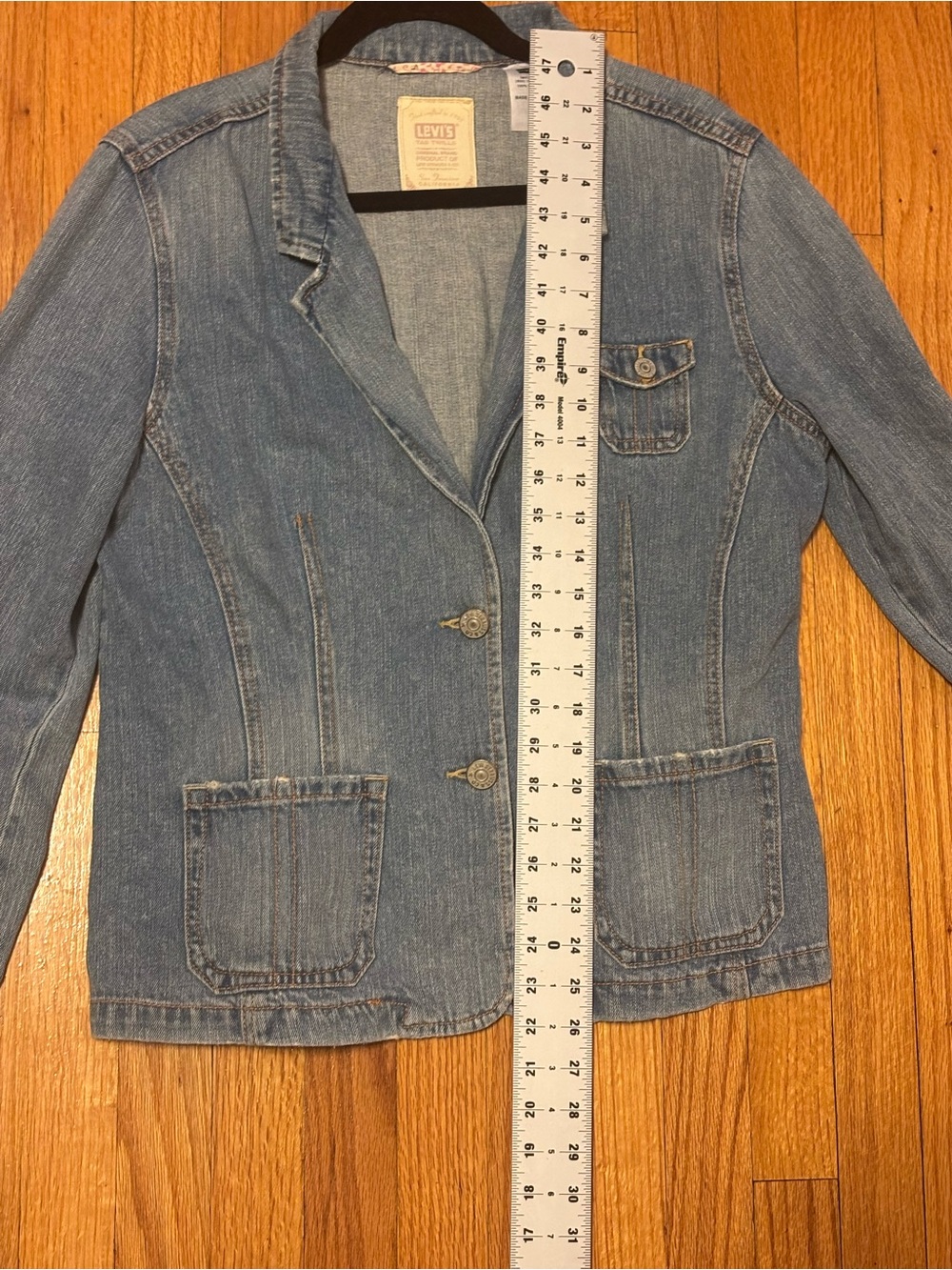 Levi’s Denim Blazer Jacket 1X Studded Y2K Western Boho Plus Size - Picture 9 of 10